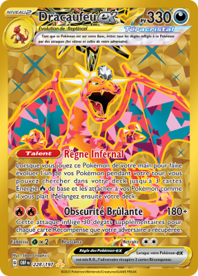 Carte Pokémon Dracaufeu-ex 228/197 Gold Flammes Obsidiennes