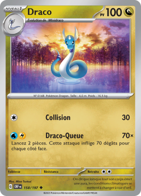 Carte Pokémon Draco 158/197 Peu commune Flammes Obsidiennes