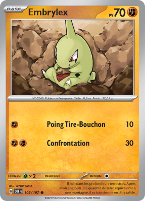 Carte Pokémon Embrylex 105/197 Commune Flammes Obsidiennes