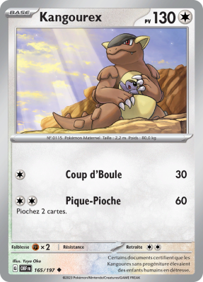 Carte Pokémon Kangourex 165/197 Peu commune Flammes Obsidiennes