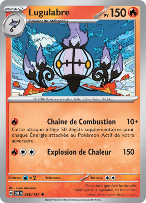 Carte Pokémon Lugulabre 038/197 Holographique Flammes Obsidiennes