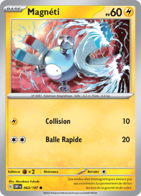Carte Pokémon Magnéti 063/193 Commune Flammes Obsidiennes