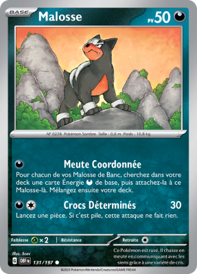 Carte Pokémon Malosse 131/197 Commune Flammes Obsidiennes