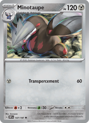 Carte Pokémon Minotaupe 147/197 Peu commune Flammes Obsidiennes