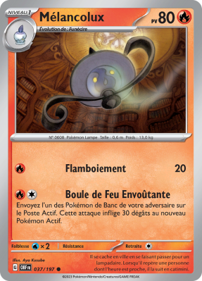 Carte Pokémon Mélancolux 037/197 Commune Flammes Obsidiennes