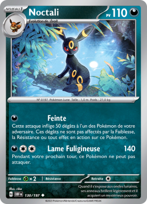 Carte Pokémon Noctali 130/197 Peu commune Flammes Obsidiennes