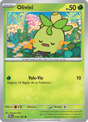 Carte Pokémon Olivini 019/197 Commune Flammes Obsidiennes