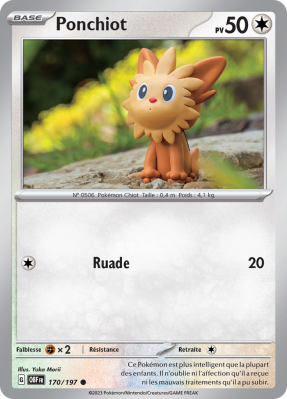 Carte Pokémon Ponchiot 170/197 Commune Flammes Obsidiennes