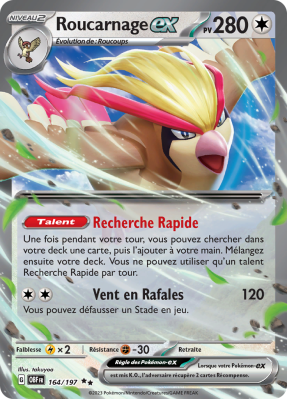 Carte Pokémon Roucarnage-ex 164/197 Double rare Flammes Obsidiennes