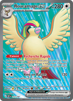 Carte Pokémon Roucarnage-ex 217/197 Ultra Rare Flammes Obsidiennes