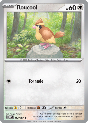 Carte Pokémon Roucool 162/197 Commune Flammes Obsidiennes