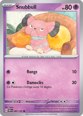 Carte Pokémon Snubbull 087/197 Commune Flammes Obsidiennes