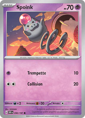 Carte Pokémon Spoink 090/197 Commune Flammes Obsidiennes