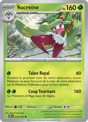 Carte Pokémon Sucreine 018/197 Peu commune Flammes Obsidiennes
