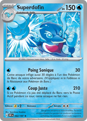 Carte Pokémon Superdofin 062/197 Holographique Flammes Obsidiennes