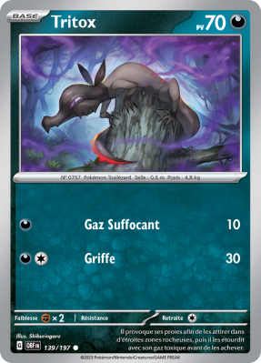 Carte Pokémon Tritox 139/197 Commune Flammes Obsidiennes