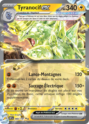 Carte Pokémon Tyranocif-ex 066/197 Double rare Flammes Obsidiennes