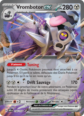 Carte Pokémon Vrombotor-ex 156/197 Double rare Flammes Obsidiennes