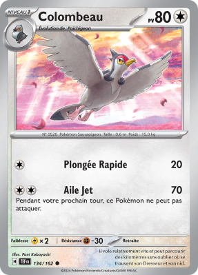 Carte Pokémon Colombeau 134/162 Commune Forces Temporelles