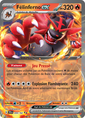 Carte Pokémon Félinferno-ex 034/162 Double rare Forces Temporelles