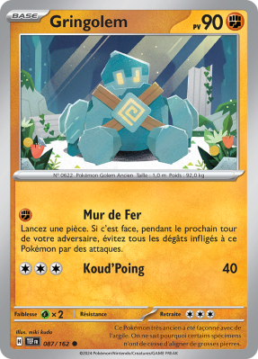 Carte Pokémon Gringolem 087/162 Commune Forces Temporelles