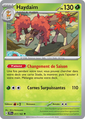 Carte Pokémon Haydaim 017/162 Peu commune Forces Temporelles