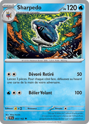 Carte Pokémon Sharpedo 043/162 Peu commune Forces Temporelles