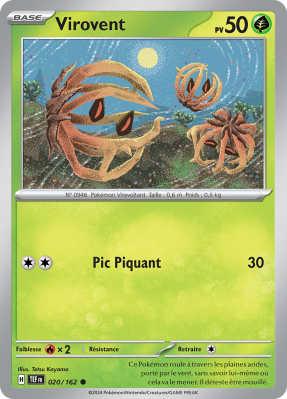 Carte Pokémon Virovent 020/162 Commune Forces Temporelles