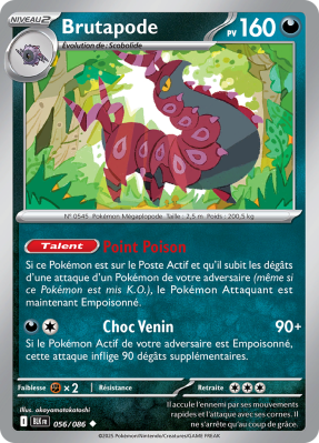 Carte Pokémon Brutapode 056/086 Peu commune Foudre Noire