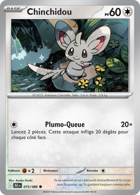 Carte Pokémon Chinchidou 075/086 Commune Foudre Noire
