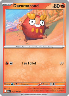 Carte Pokémon Darumarond 013/086 Commune Foudre Noire
