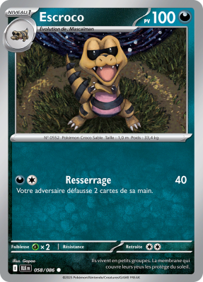 Carte Pokémon Escroco 058/086 Commune Foudre Noire