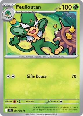 Carte Pokémon Feuiloutan 005/086 Peu commune Foudre Noire