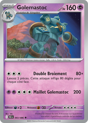 Carte Pokémon Golemastoc 043/086 Peu commune Foudre Noire