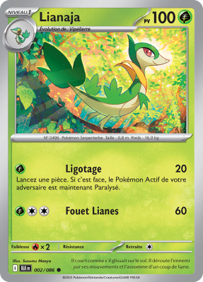 Carte Pokémon Lianaja 002/086 Commune Foudre Noire