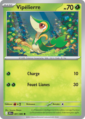 Carte Pokémon Vipélierre 001/086 Commune Foudre Noire