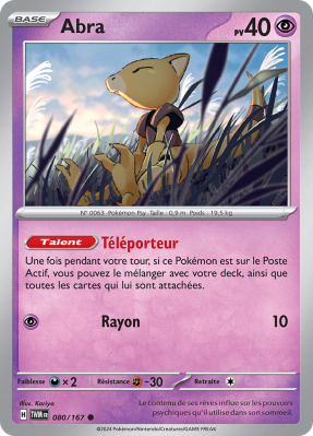 Carte Pokémon Abra 080/167 Commune Mascarade Crépusculaire