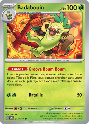 Carte Pokémon Badabouin 015/167 Commune Mascarade Crépusculaire