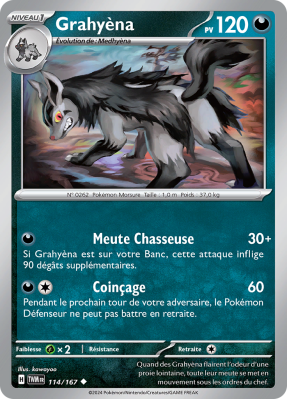 Carte Pokémon Grahyèna 114/167 Peu commune Mascarade Crépusculaire