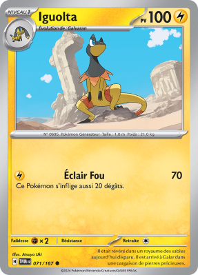 Carte Pokémon Iguolta 071/167 Commune Mascarade Crépusculaire
