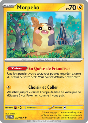 Carte Pokémon Morpeko 072/167 Peu commune Mascarade Crépusculaire