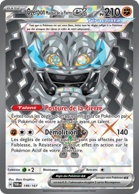 Carte Pokémon Ogerpon Masque de la Pierre-ex 199/167 Ultra Rare Mascarade Crépusculaire