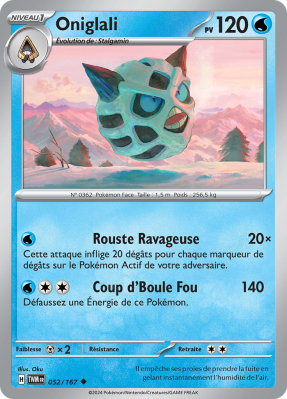 Carte Pokémon Oniglali 052/167 Peu commune Mascarade Crépusculaire