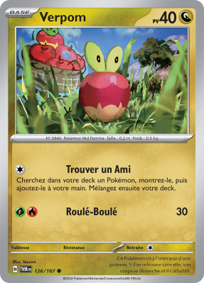 Carte Pokémon Verpom 126/167 Commune Mascarade Crépusculaire