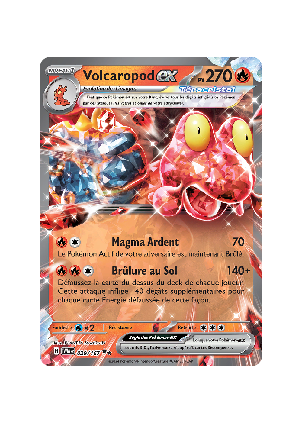 Volcaropode ex 029/167 Téracristal - Ultraboost X Écarlate et Violet 6 Mascarade Crépusculaire - Coffret de 10 Cartes Pokémon Françaises Volcaropode ex 029/167 Téracristal - Ultraboost X Écarlate et Violet 6 Mascarade Crépusculaire - Coffret de 10 Cartes Pokémon Françaises