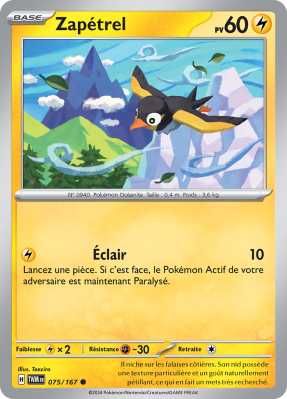 Carte Pokémon Zapétrel 075/167 Commune Mascarade Crépusculaire