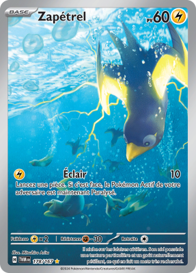 Carte Pokémon Zapétrel 178/167 AR Mascarade Crépusculaire