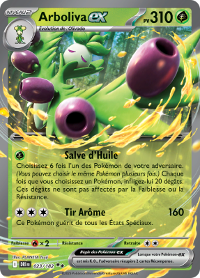 Carte Pokémon Arboliva-ex 023/182 Double rare Rivalités Destinées