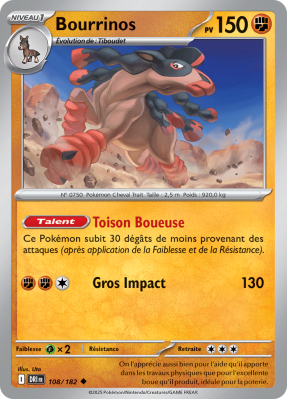 Carte Pokémon Bourrinos 108/182 Peu commune Rivalités Destinées