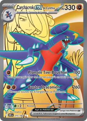 Carte Pokémon Carchacrok-ex de Cynthia 215/182 Ultra Rare Rivalités Destinées